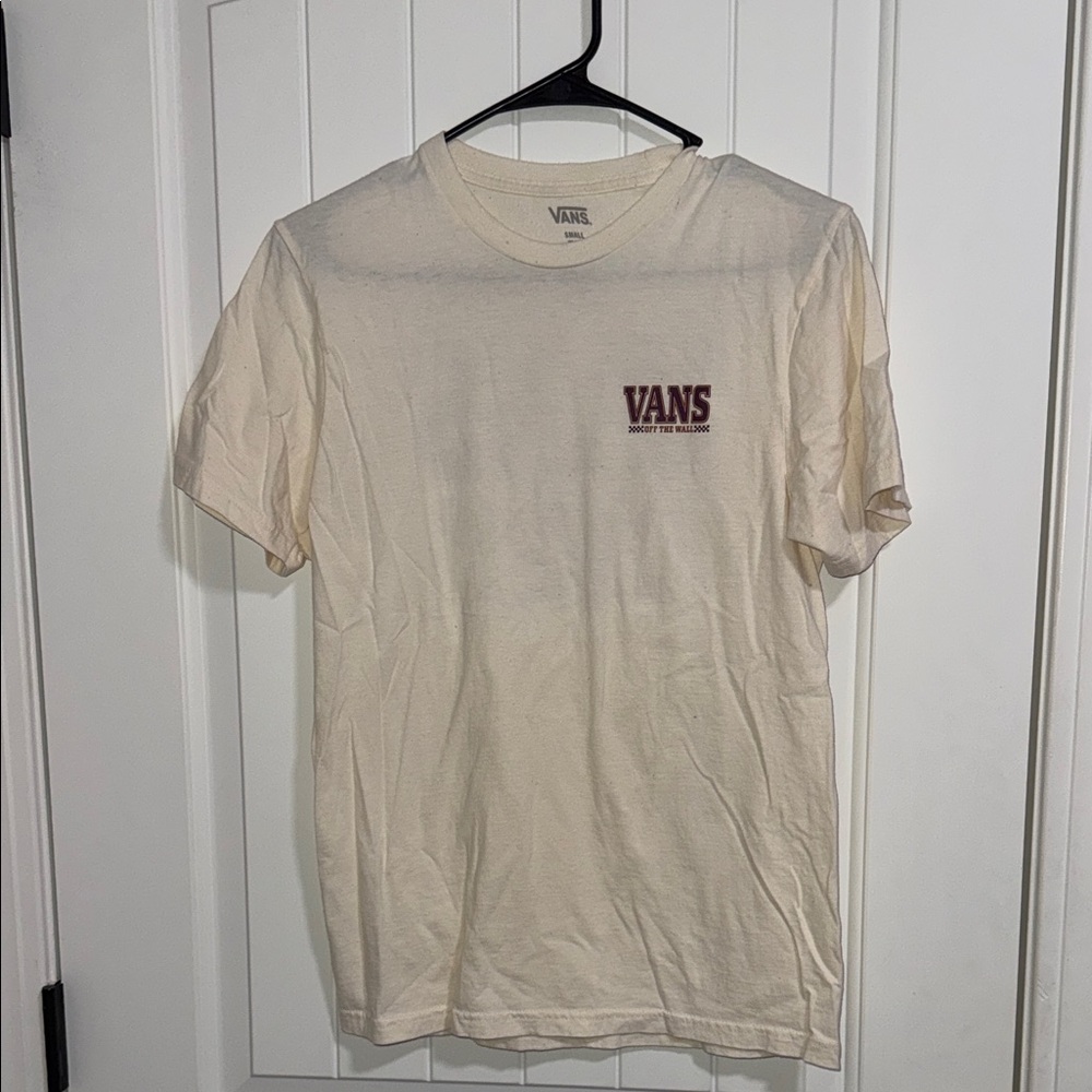 Vans Men’s Off-White T-Shirt with Maroon Chest Logo